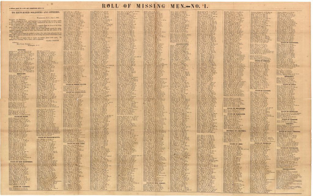 Clara Barton's Roll of Missing Men